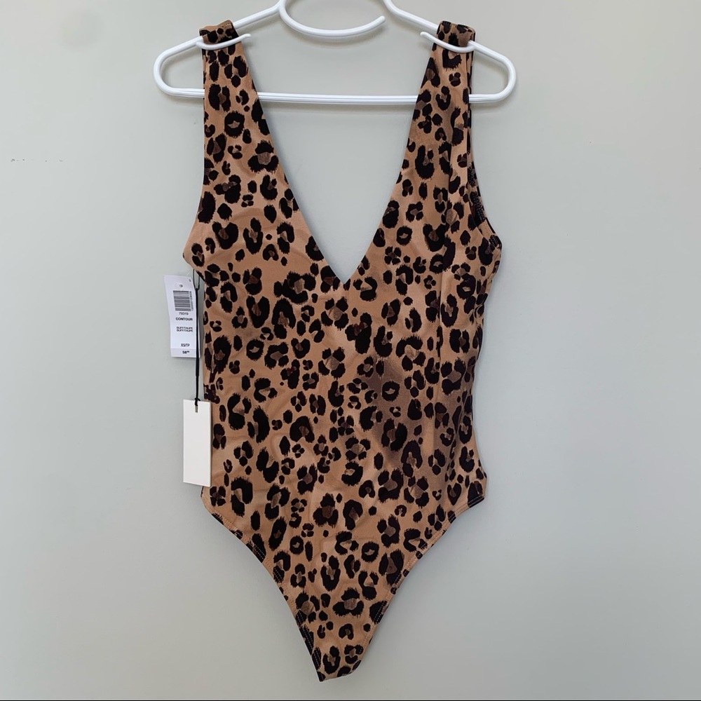 Leopard Plunge Neck Bodysuit